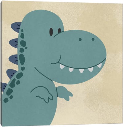 Happy Dino I Canvas Art Print - Prehistoric Animal Art
