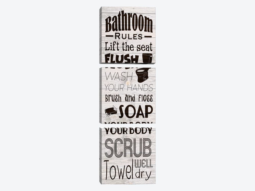 Bath Rules by Marcus Prime 3-piece Art Print