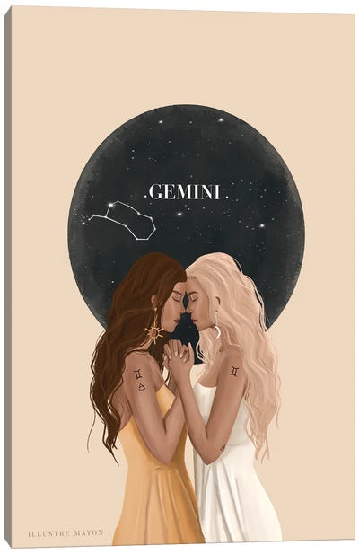 Gemini Canvas Art Print - Zodiac Art