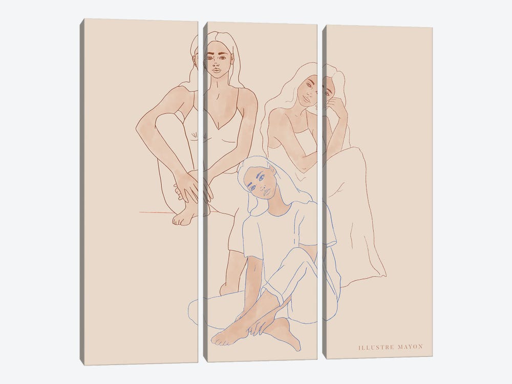 Sisters by Illustre Mayon 3-piece Canvas Art Print