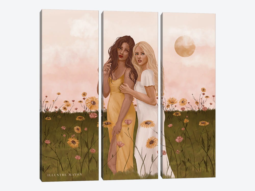 Sunflower And Rose by Illustre Mayon 3-piece Canvas Artwork