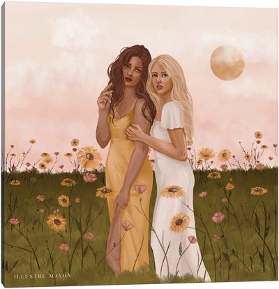 Sunflower And Rose Canvas Art Print - Illustre Mayon
