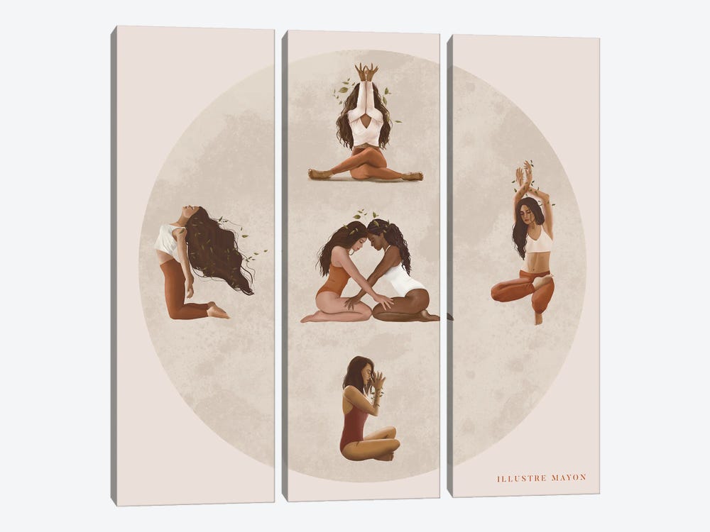 Yoga Women by Illustre Mayon 3-piece Canvas Print