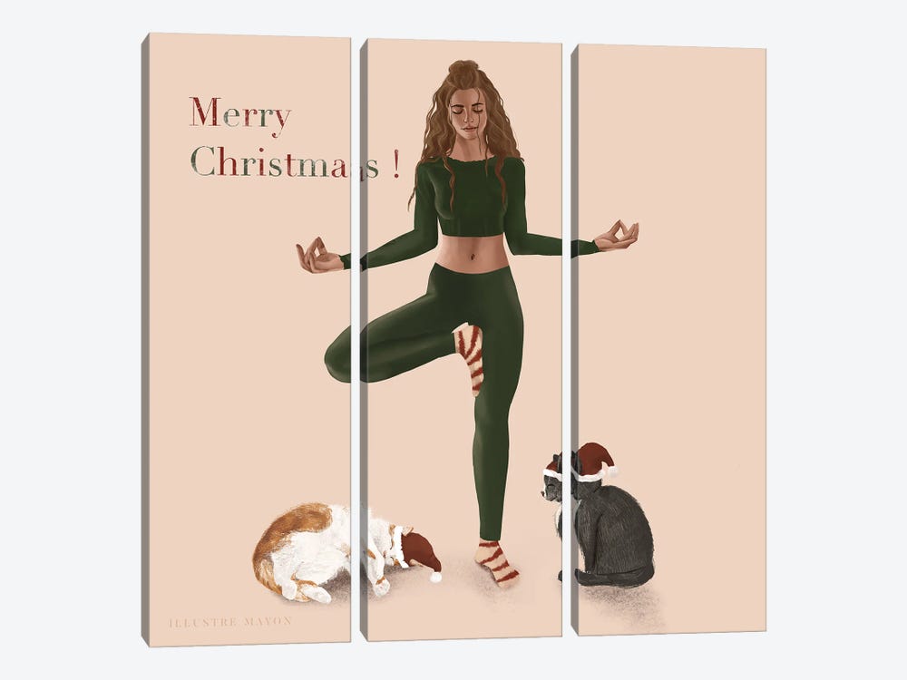 Christmas Tree Pose by Illustre Mayon 3-piece Canvas Wall Art
