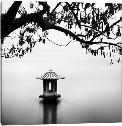 Zen Lake Canvas Art Print - Black & White Photography