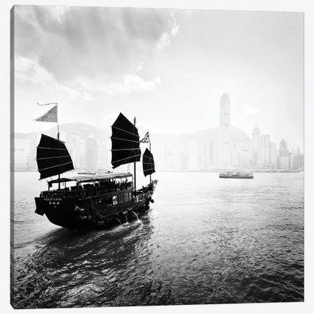 Boat In Hong Kong Bay Canvas Print #PRX3} by Praxis Studio Canvas Print