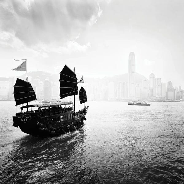 Chinese Décor: Boat In Hong Kong Bay by Praxis Studio