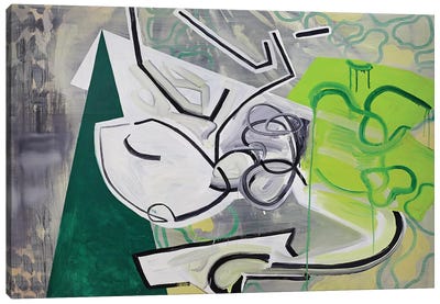 Green Triangle Canvas Art Print - Artists Like Kandinsky