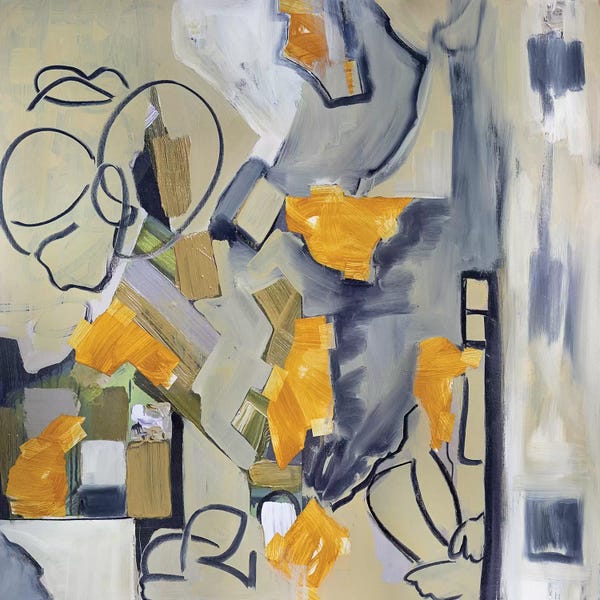 Pamela Staker: Seated Figures In Urban Landscape II by Pamela Staker