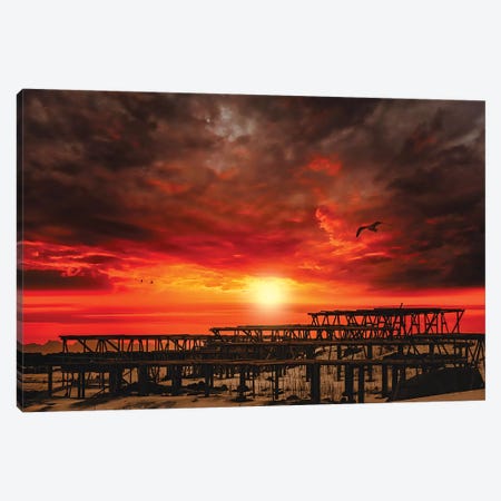 Sunset At Reine Canvas Print #PSL155} by Philippe Sainte-Laudy Canvas Art Print