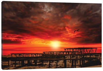 Sunset At Reine Canvas Art Print