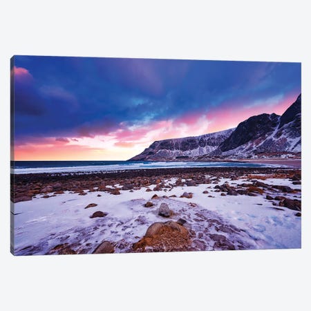 Sunset At Unstad Canvas Print #PSL156} by Philippe Sainte-Laudy Art Print