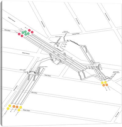 Atlantic Avenue - Barclays Center Station 3D Diagram Canvas Art Print - Transit Maps