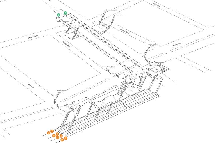 Bleecker Street - Broadway - Lafayette Street Station 3D Diagram