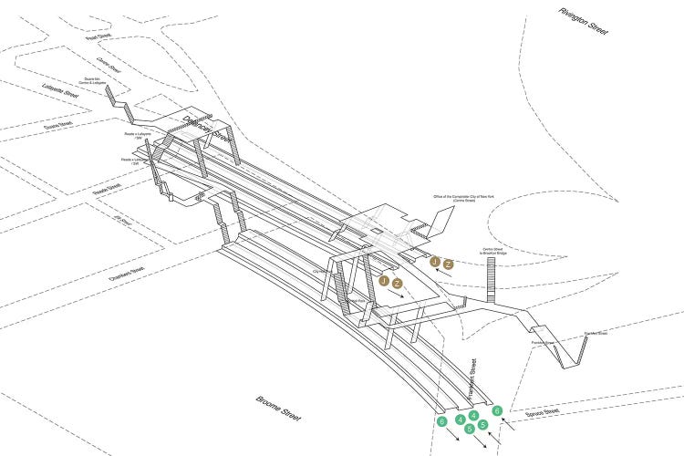 Brooklyn Bridge - City Hall - Chambers Street Station 3D Diagram