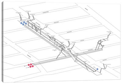 Chambers Street - Park Place - World Trade Center Station 3D Diagram Canvas Art Print - Transit Maps