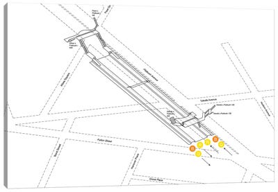 Dekalb Avenue Station 3D Diagram Canvas Art Print - New York City Map