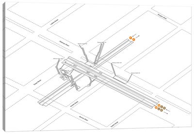 Delancey Street - Essex Street Station 3D Diagram Canvas Art Print - Project Subway NYC