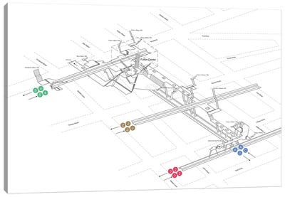 Fulton Street Station 3D Diagram - Manhattan Canvas Art Print - Transit Maps