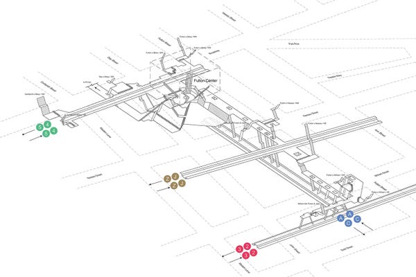 New York City Maps: Fulton Street Station 3D Diagram - Manhattan by Project Subway NYC