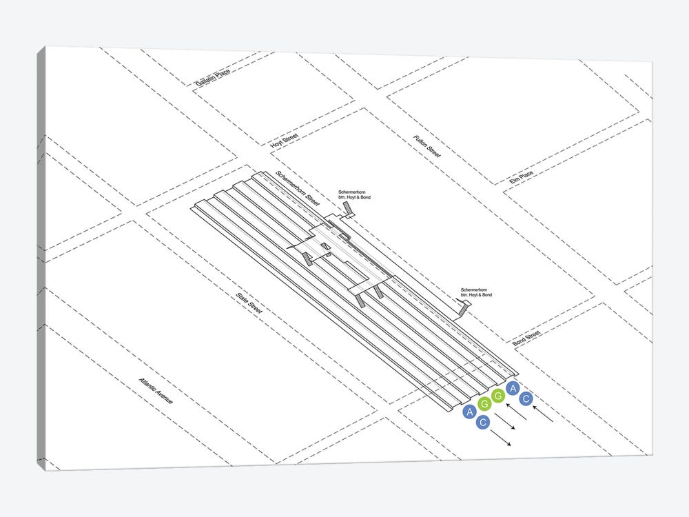 Hoyt Street - Schermerhorn Street Station 3D Diagram by Project Subway NYC 1-piece Canvas Art Print