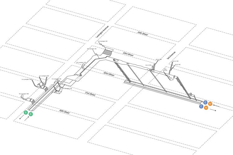 Lexington Avenue - 53rd Street x 51st Street Station 3D Diagram