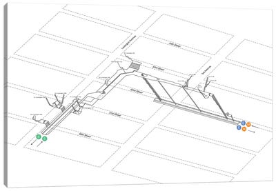 Lexington Avenue - 53rd Street x 51st Street Station 3D Diagram Canvas Art Print - New York City Map