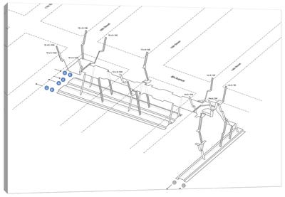 14th Street - 8th Avenue Station 3D Diagram Canvas Art Print - New York City Map