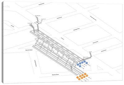 West 4th Street Washington Square Station 3D Diagram Canvas Art Print - Transit Maps