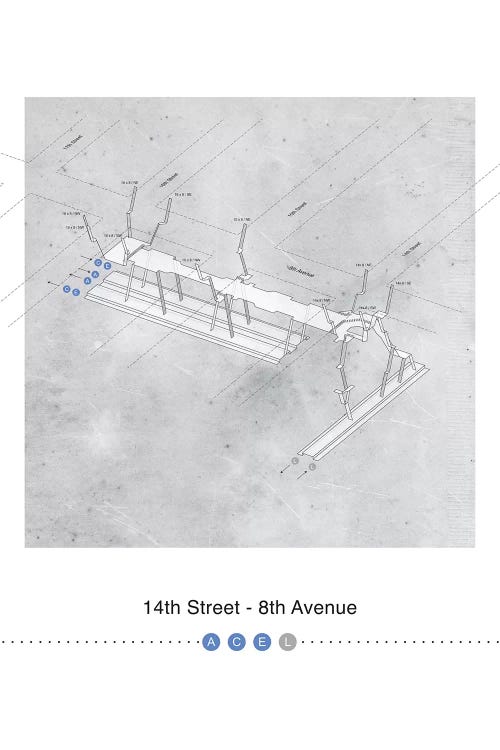 14th Street - 8th Avenue Station 3D Map Poster