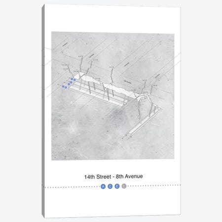 14th Street - 8th Avenue Station 3D Map Poster Canvas Print #PSN41} by Project Subway NYC Canvas Artwork
