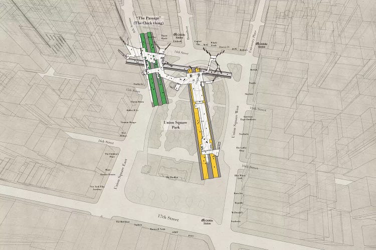 14th Street Union Square - Subway 3D X-Ray by Project Subway NYC wall art