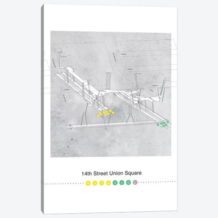 14th Street Union Square Station 3D Map Poster Canvas Print #PSN43} by Project Subway NYC Canvas Wall Art