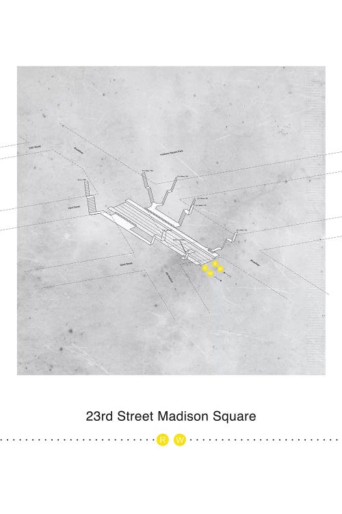 23rd Street Station 3D Map Poster by Project Subway NYC wall art