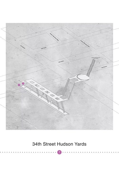 34th Street Hudson Yards Station 3D Map Poster