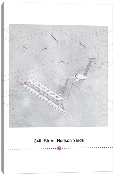 34th Street Hudson Yards Station 3D Map Poster Canvas Art Print - New York City Map