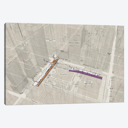 42nd Street Bryant Park - Subway 3D X-Ray Canvas Print #PSN48} by Project Subway NYC Canvas Wall Art