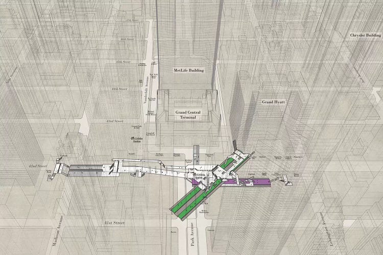 42nd Street Grand Central - Subway 3D X-Ray by Project Subway NYC wall art
