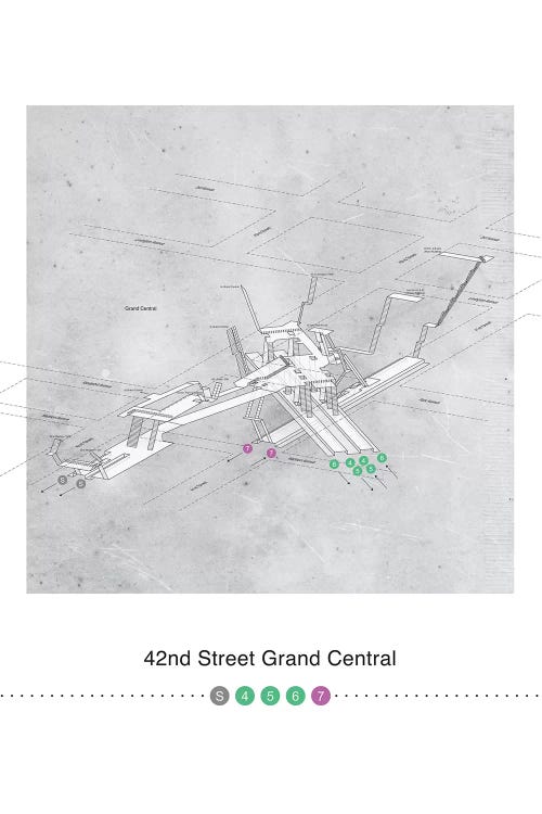 42nd Street Grand Central Station 3D Map Poster