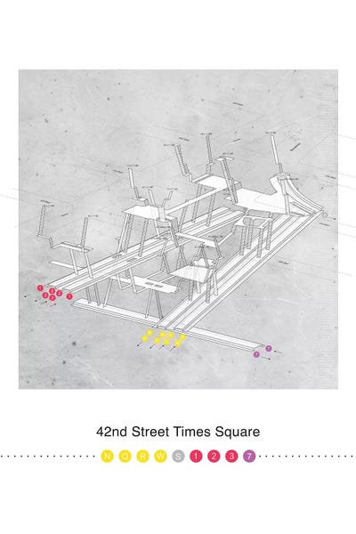 42nd Street Times Square Map Station Poster