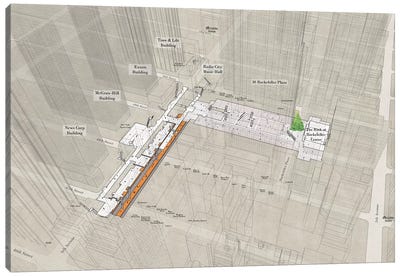 47th-50th Street Rockefeller Center - Subway 3D X-Ray Canvas Art Print - Transit Maps
