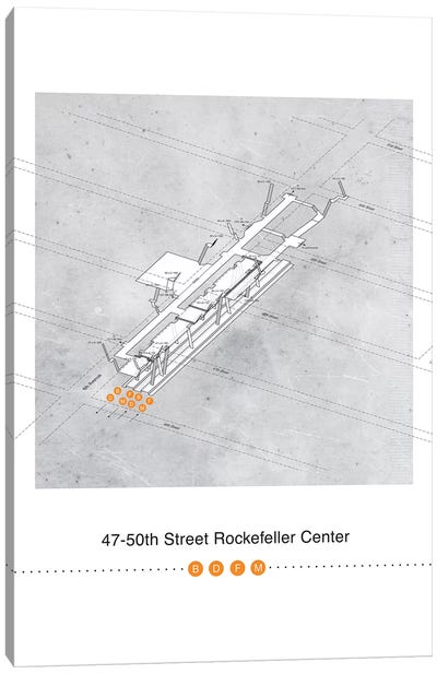 47th-50th Street Rockerfeller Center Station 3D Map Poster Canvas Art Print