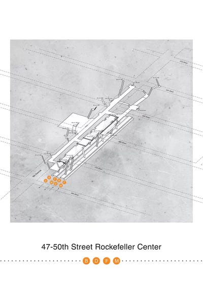 Project Subway NYC: 47th-50th Street Rockerfeller Center Station 3D Map Poster by Project Subway NYC