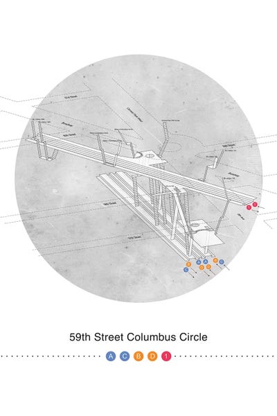 59th Street Columbus Circle Map Station Poster