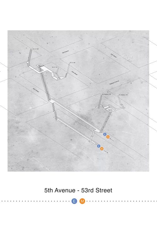5th Ave - 53rd Street Map Station Poster