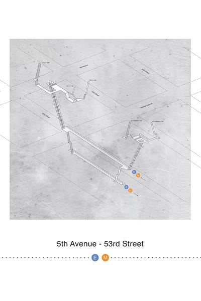 Project Subway NYC: 5th Ave - 53rd Street Map Station Poster by Project Subway NYC