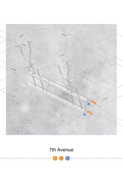 Project Subway NYC: 7th Avenue Station 3D Map Poster by Project Subway NYC