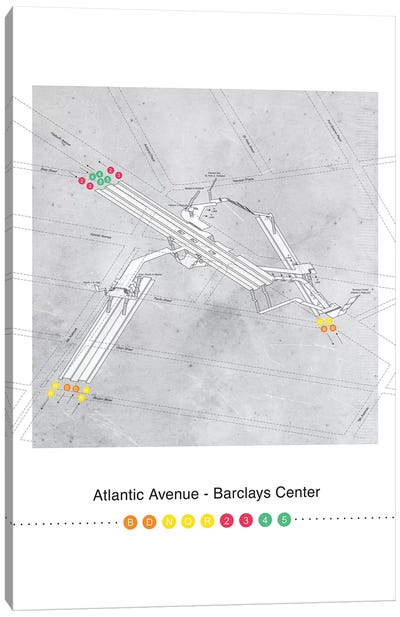 Atlantic Avenue - Barclays Center Station 3D Map Poster Canvas Art Print