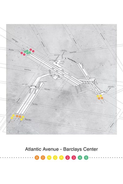 Project Subway NYC: Atlantic Avenue 3D Map Poster - Barclays Center Station by Project Subway NYC