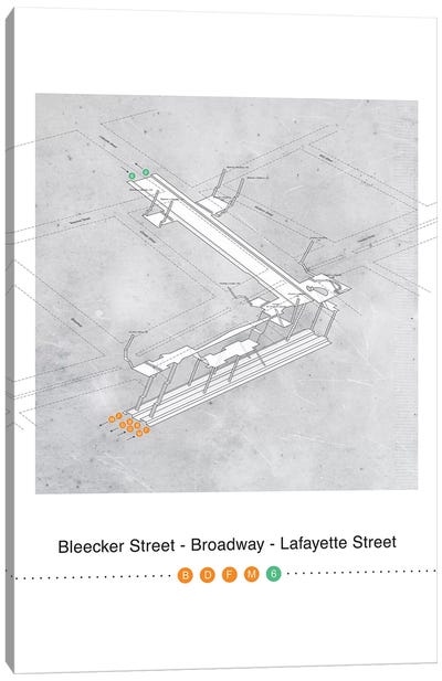 Bleecker Street - Broadway - Lafayette Street Station 3D Map Poster Canvas Art Print - Project Subway NYC